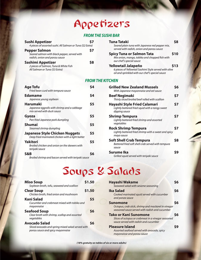 Hayashi Restaurant Albuquerque Menu Hayashi Restaurant Albuquerque Menu